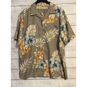 Island Republic Silk Tropical Shirt Tan Brown Men's XXL Short Sleeve